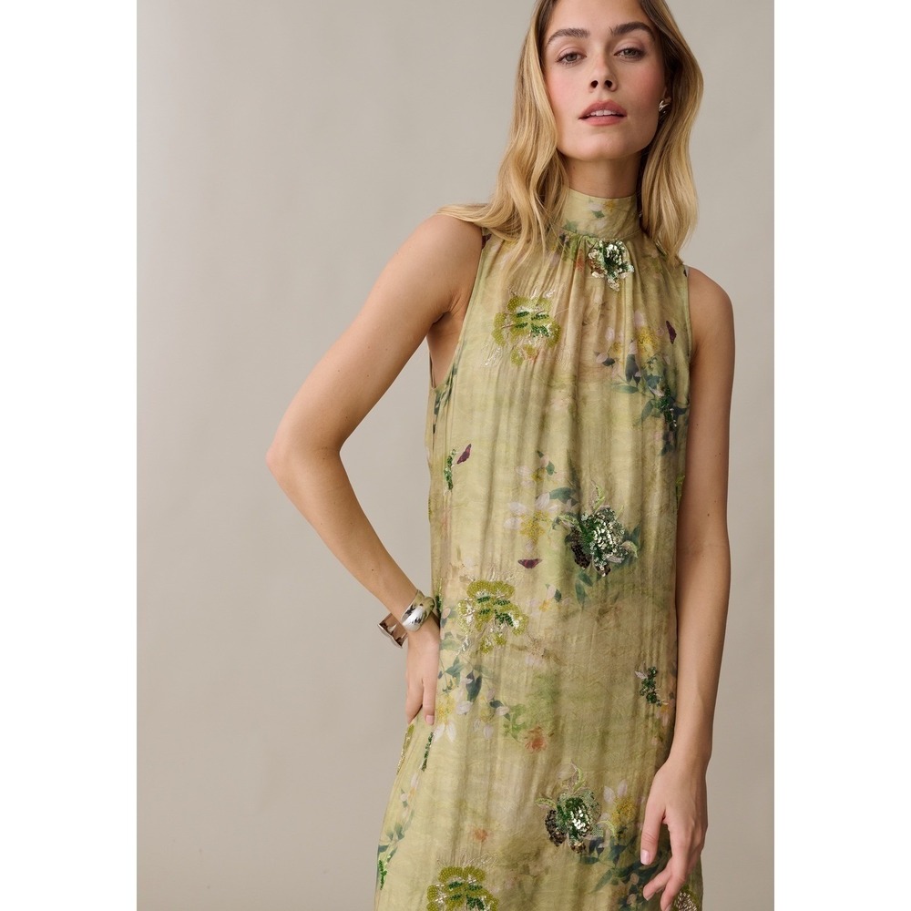 NWT o.p.t Naia Halter Floral Maxi Dress in Mariposa Green - Size Large - Picture 8 of 13